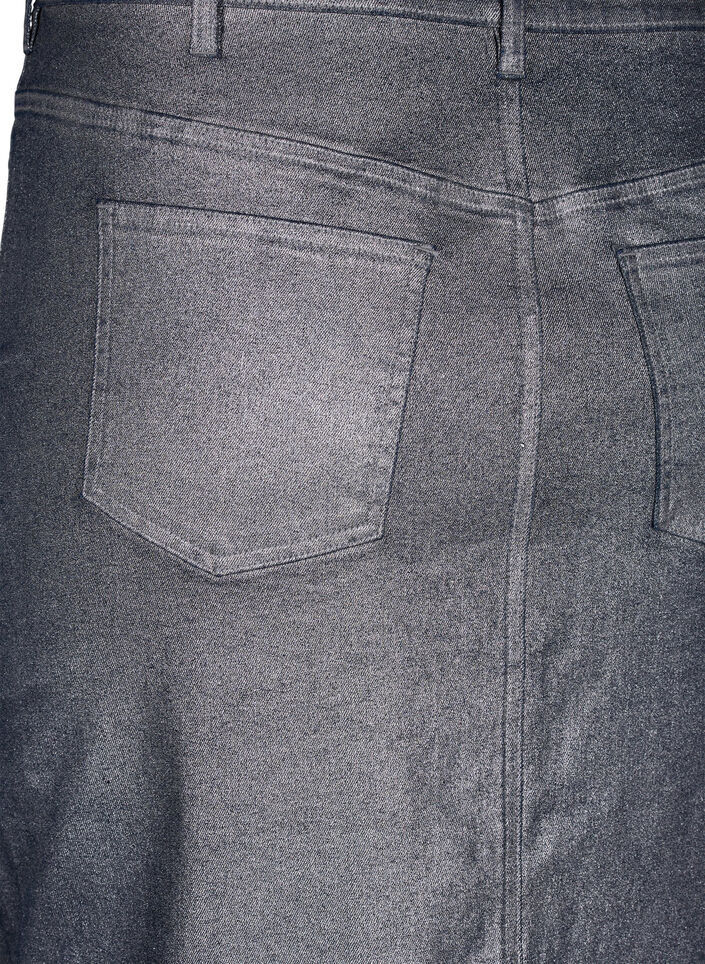 Silver coated midi skirt, Gun Sliver, Packshot image number 4
