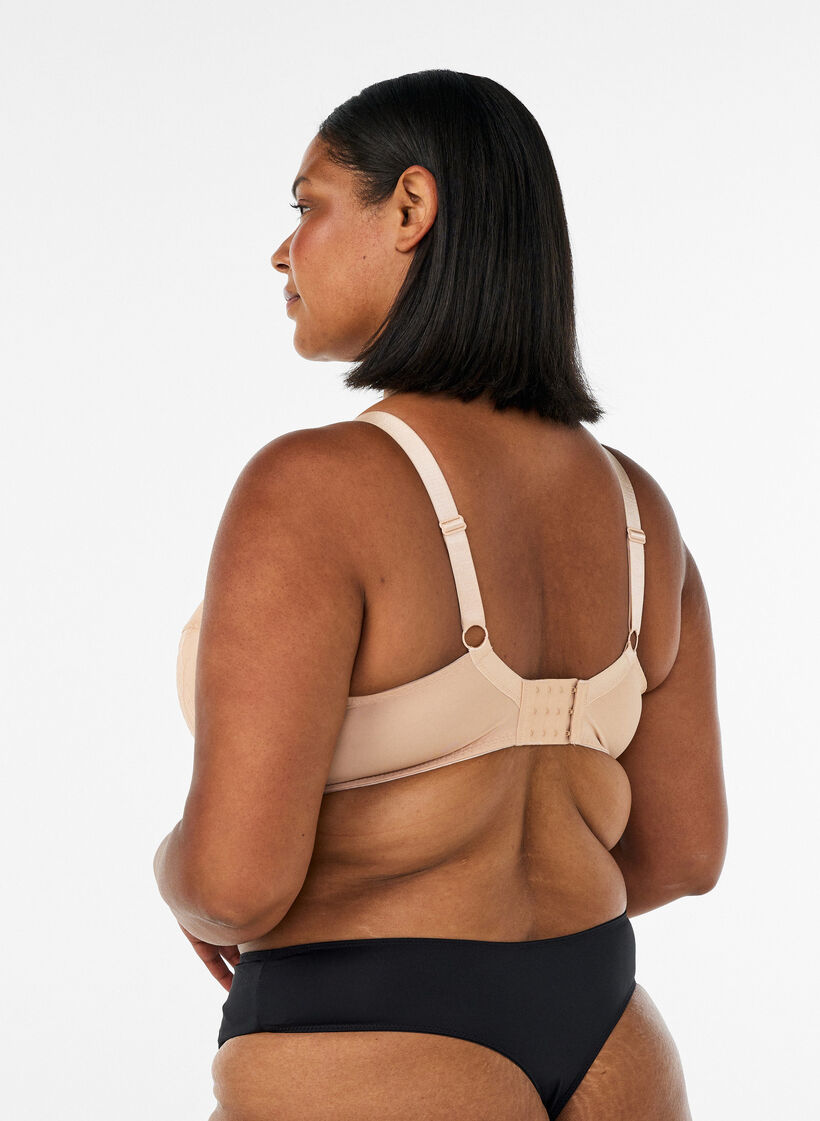 Padded lace bra with underwire, Beige, Model image number 2