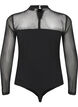 Bodystocking with studs and long mesh sleeves, Black, Packshot image number 1