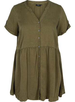 Short-sleeved lyocell tunic, Ivy green, Packshot image number 0