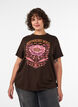 Organic cotton T-shirt with front print, Brown, Model image number 0