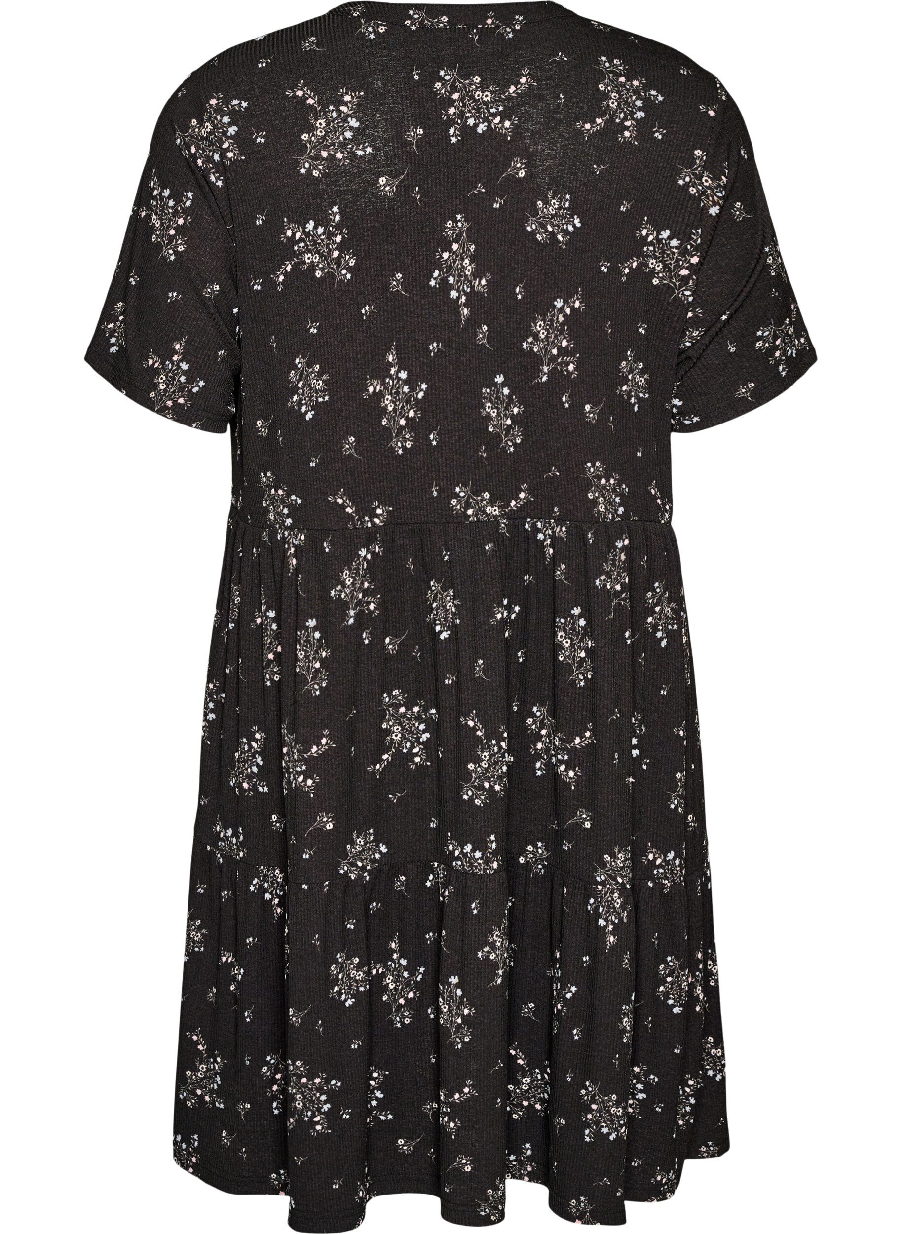 Zizzifashion Patterned dress with panels, Black, Packshot image number 1