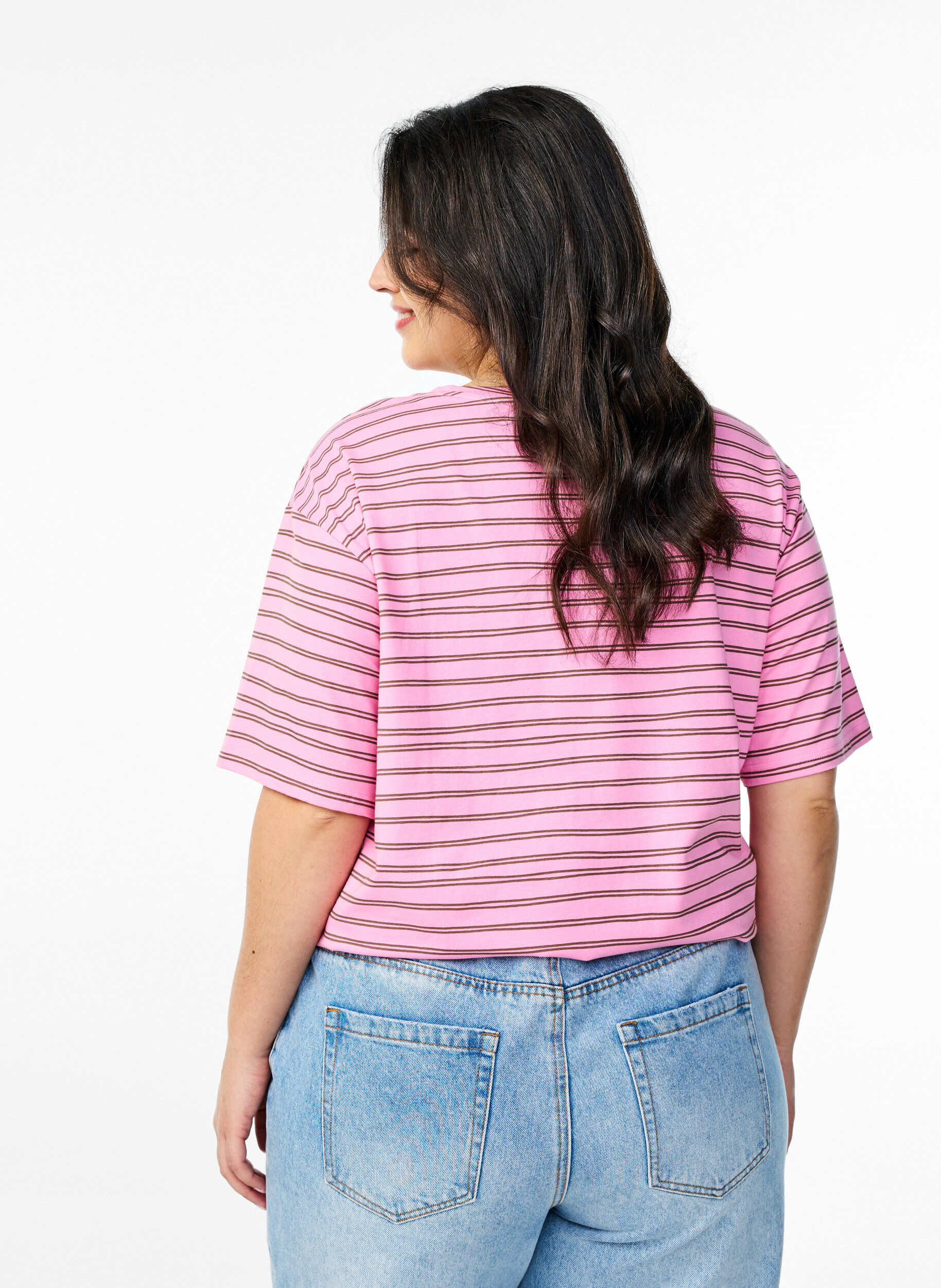Zizzifashion Striped T-shirt, Pink, Model image number 2