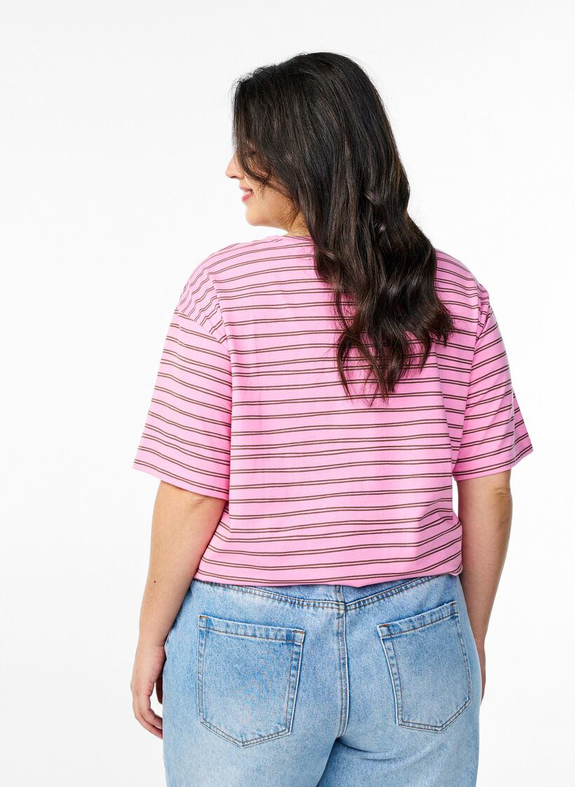 Striped T-shirt, Pink, Model image number 2
