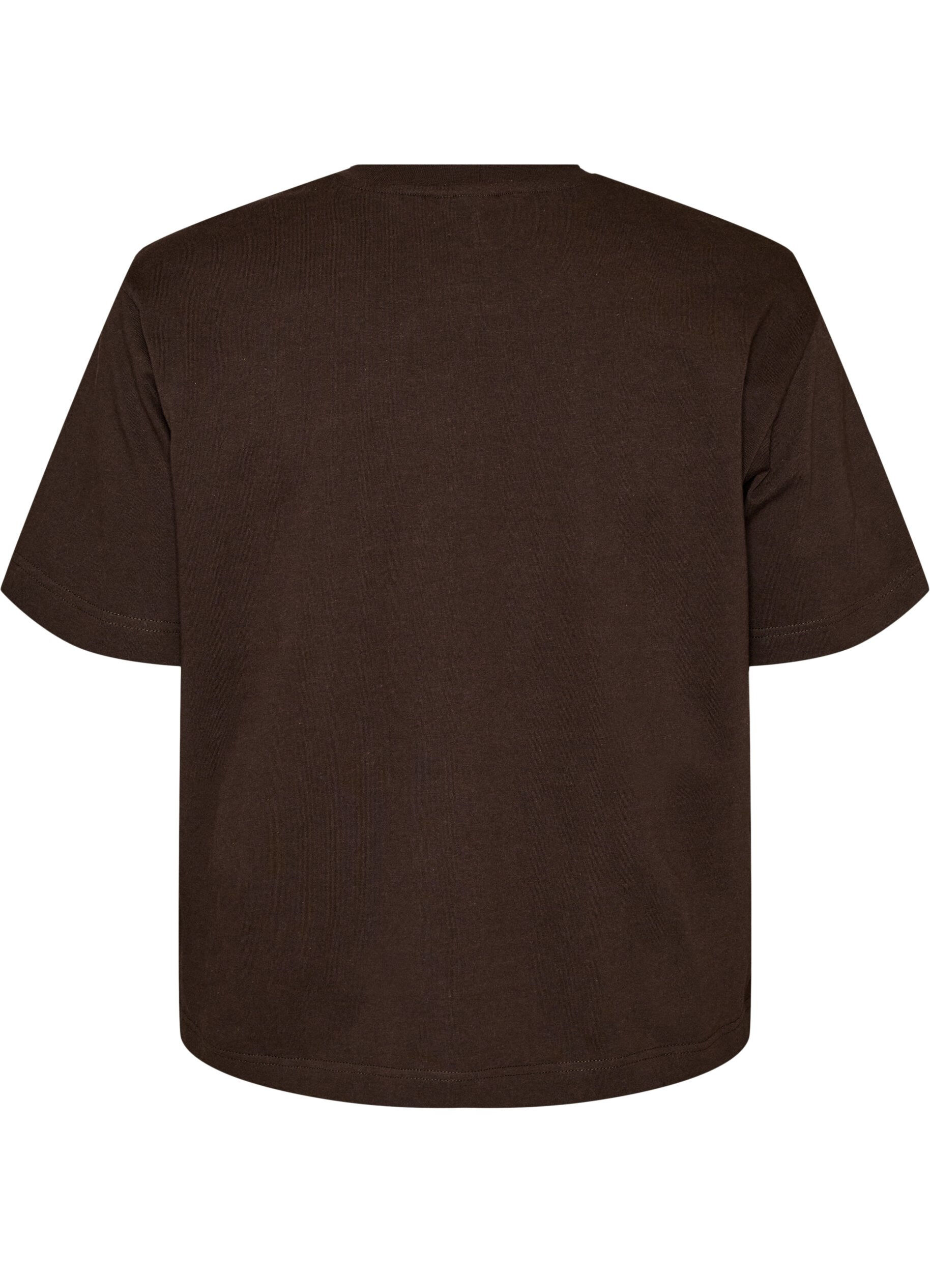 Zizzifashion Boxy cotton T-shirt, Brown, Packshot image number 1