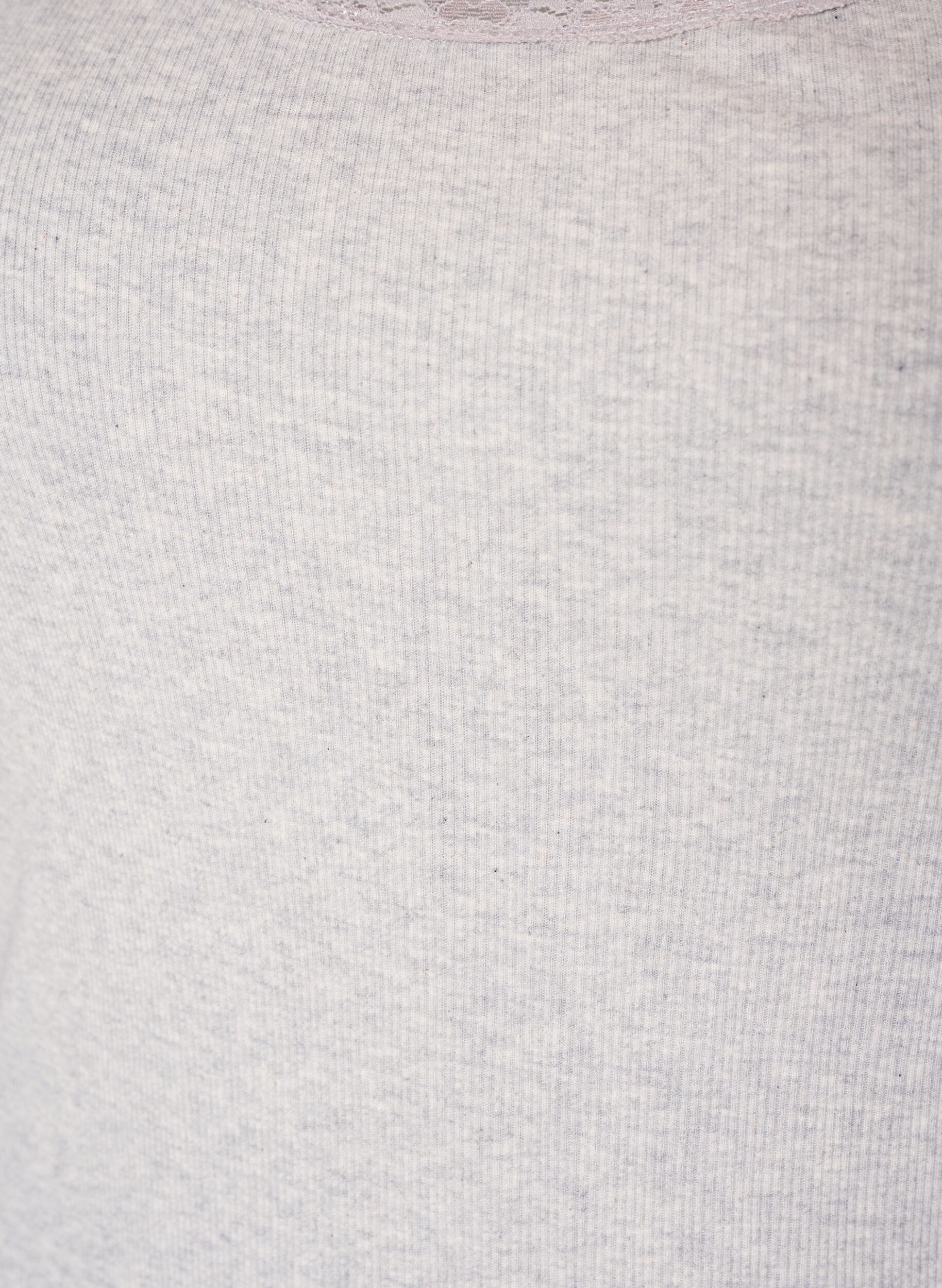 ZizzifashionRibbed top with lace trim, Grey, Packshot image number 2