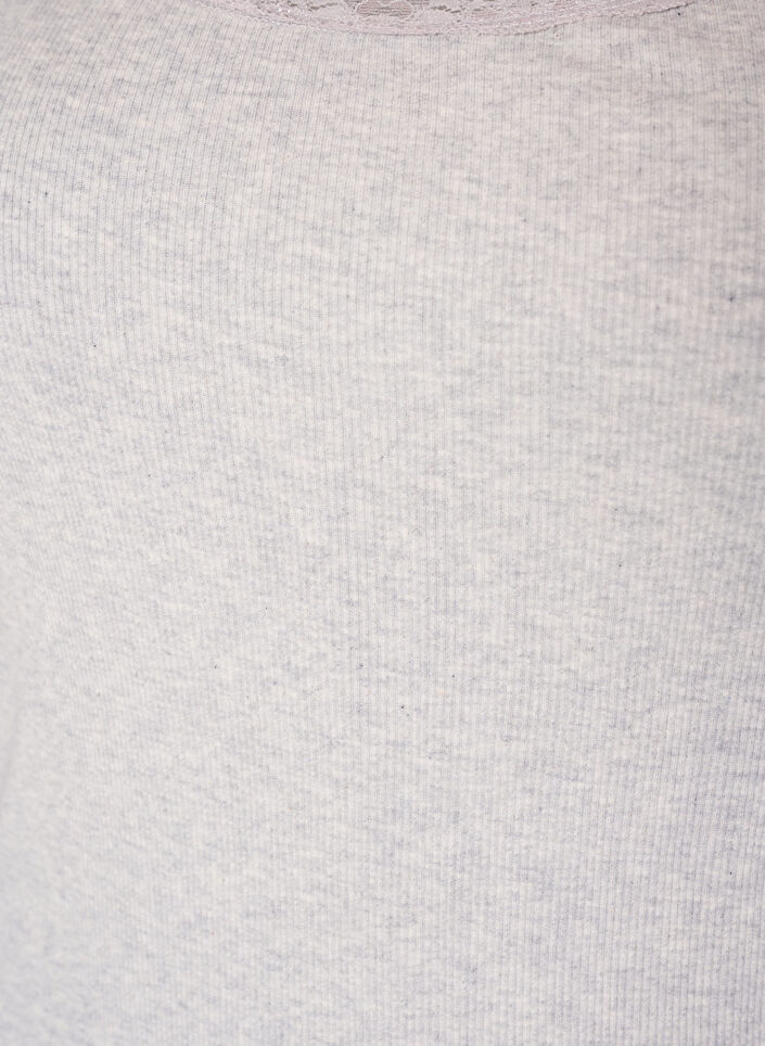 Ribbed top with lace trim, Grey, Packshot image number 2