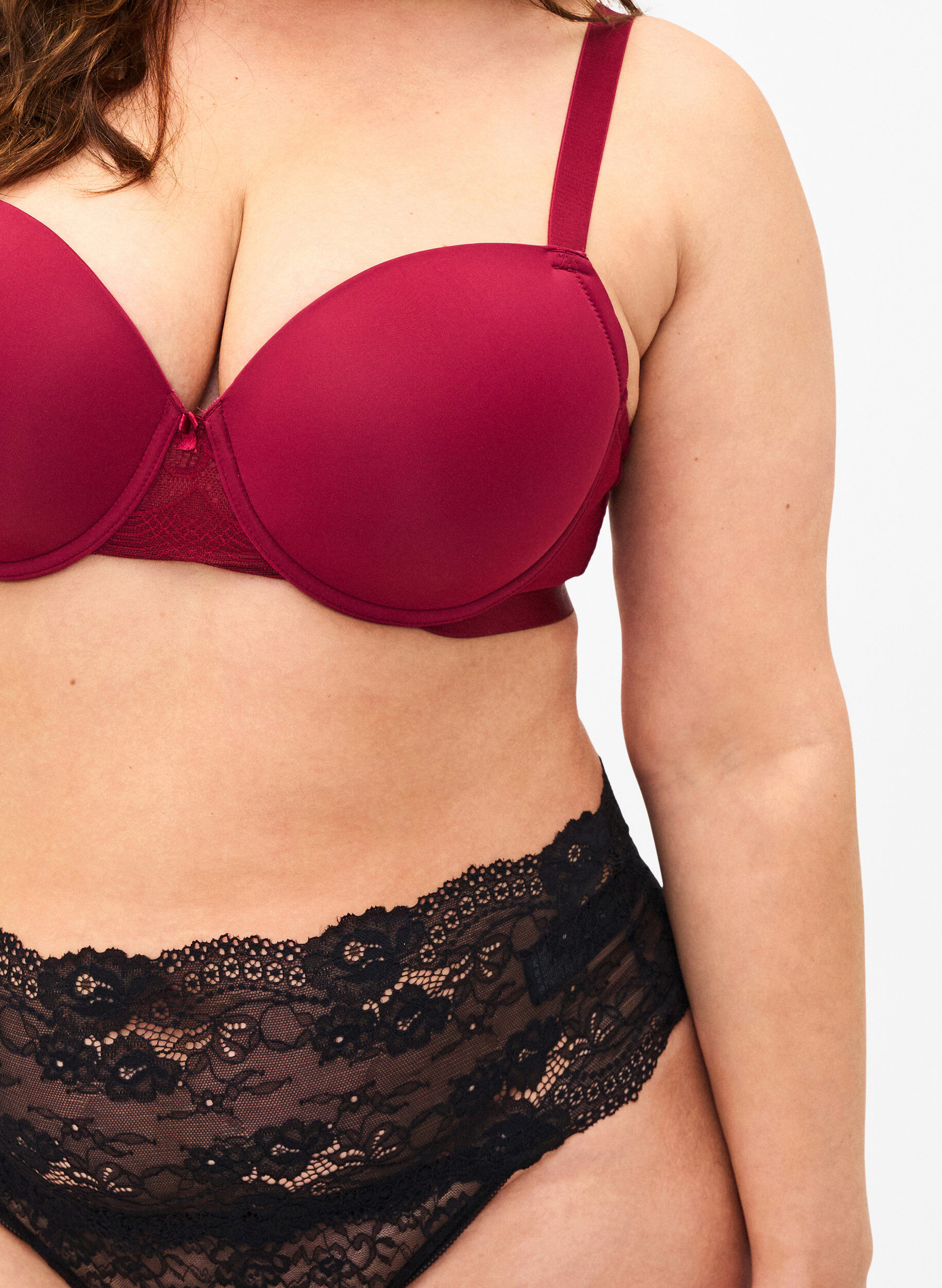 Zizzifashion Moulded bra with mesh, Red, Model image number 2