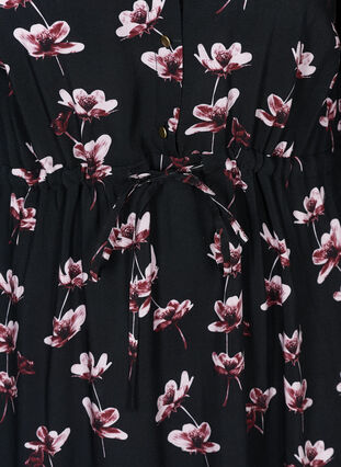 Midi dress with floral print, Black AOP, Packshot image number 3