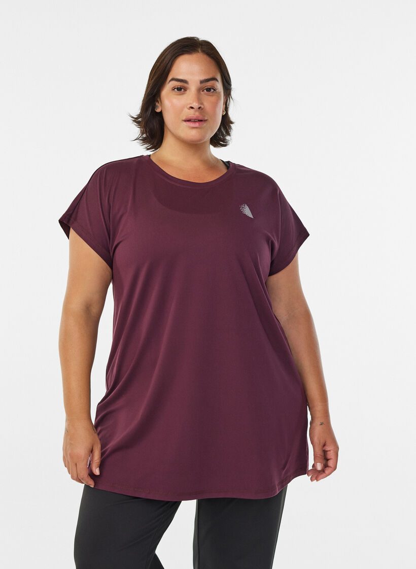 Long workout T-shirt, Red, Model image number 0