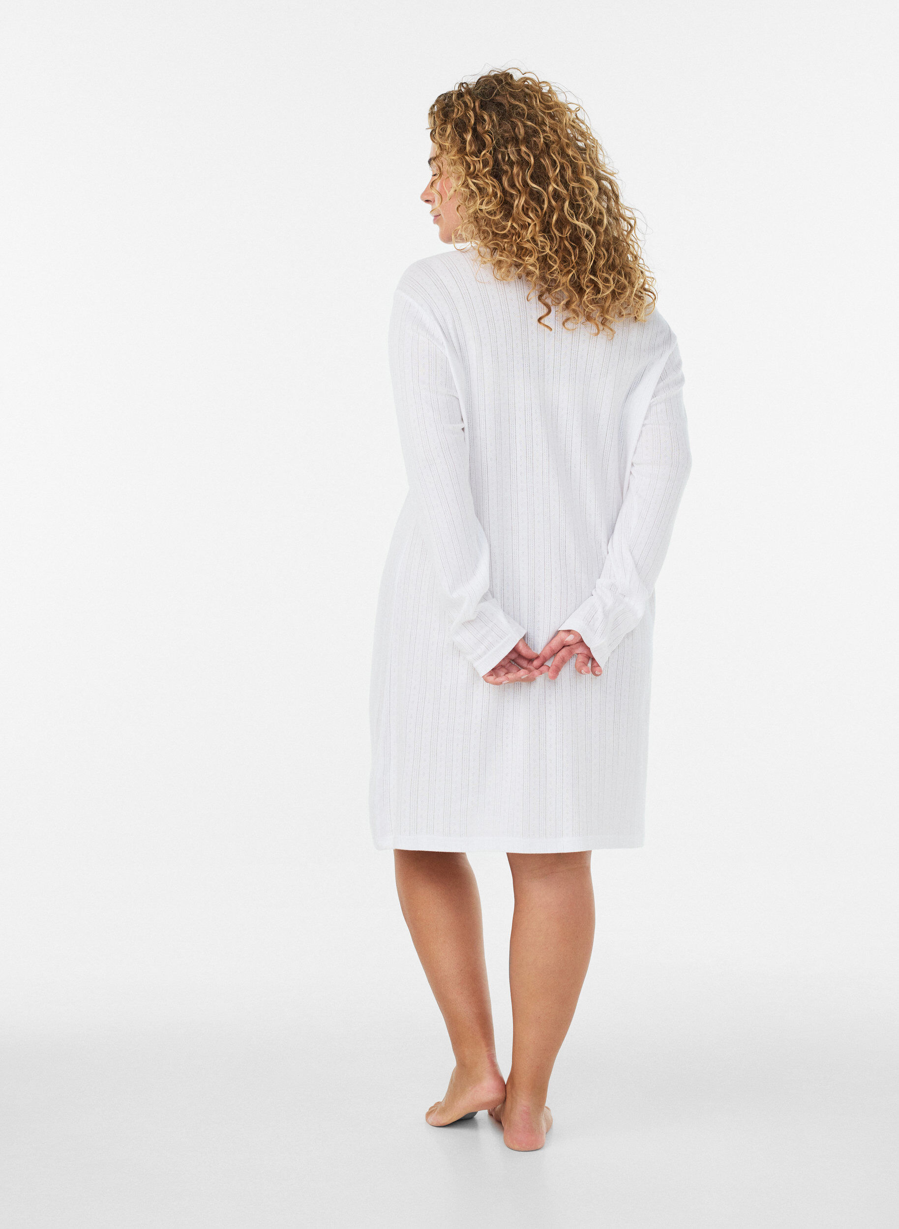 ZizzifashionNightgown in organic cotton with eyelet embroidery, White, Model image number 2