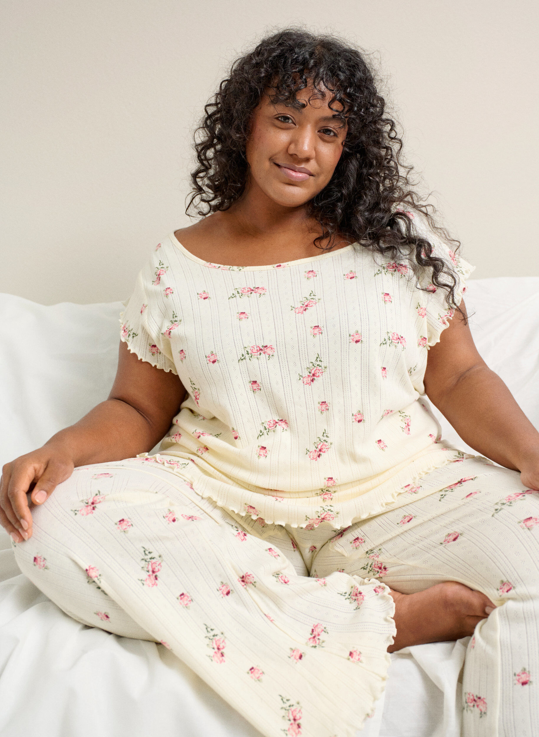 Zizzifashion Organic cotton pyjama top with cap sleeves, 9990, Image image number 0