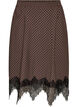 Midi skirt with lace trim and check pattern, Brown, Packshot image number 0
