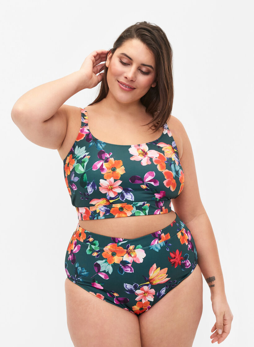 Bikini briefs with print and high waist, Meave Print, Model image number 0