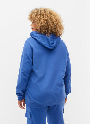 Sweatshirt with text print and hood, Dazzling Blue, Model image number 1