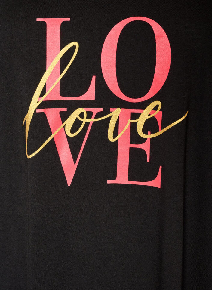 Organic cotton nightdress with V-neck, Black, Packshot image number 2