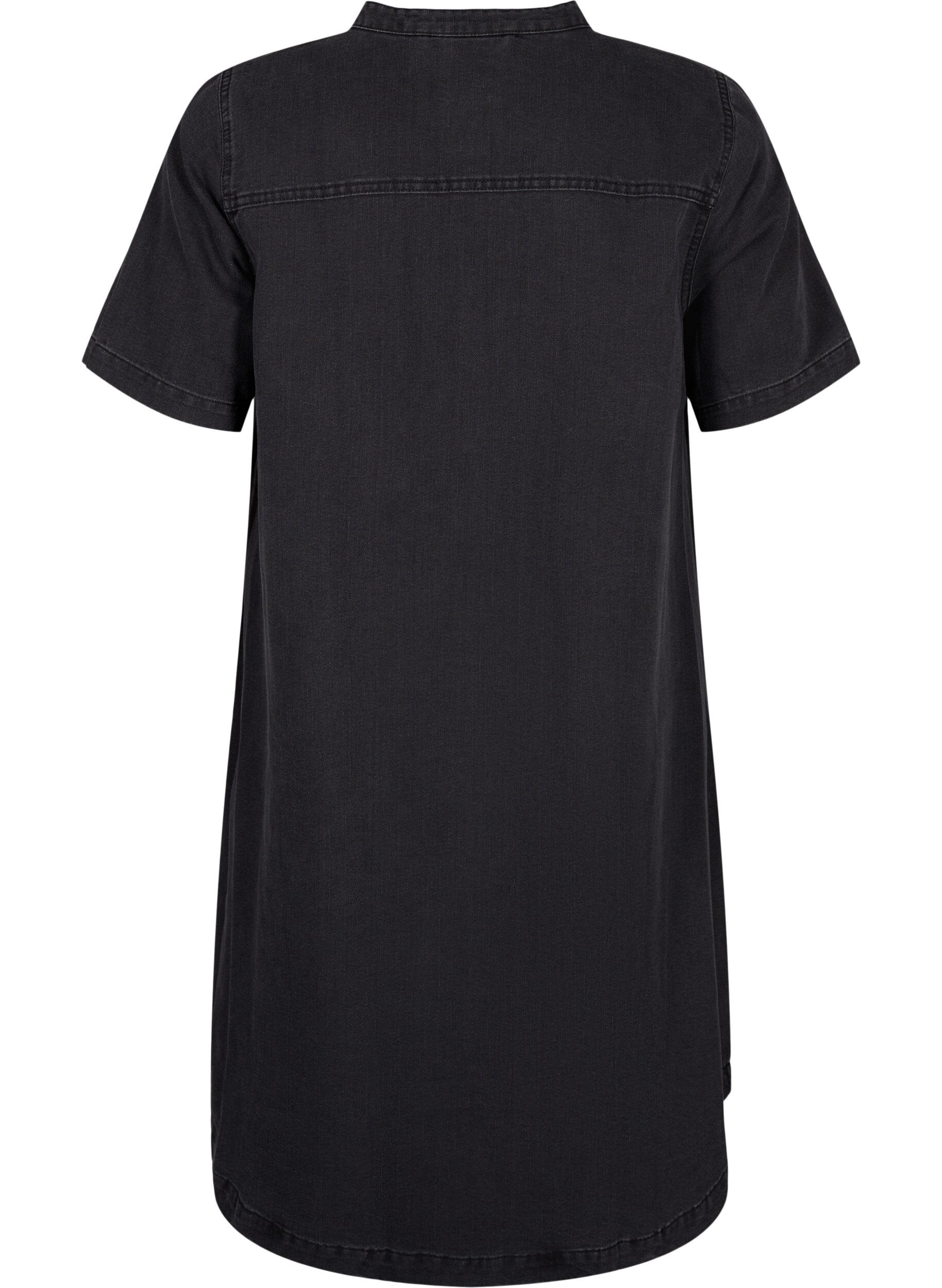 Zizzifashion A-shape denim dress with short sleeves, Grey Denim, Packshot image number 1