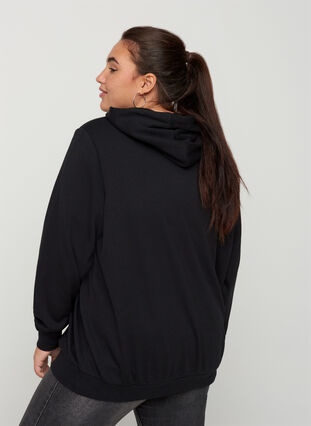 Sweatshirt with hood and pockets, Black, Model image number 1