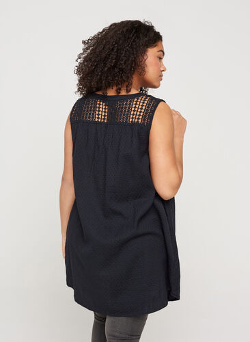 Sleeveless tunic in cotton, Black, Model image number 1