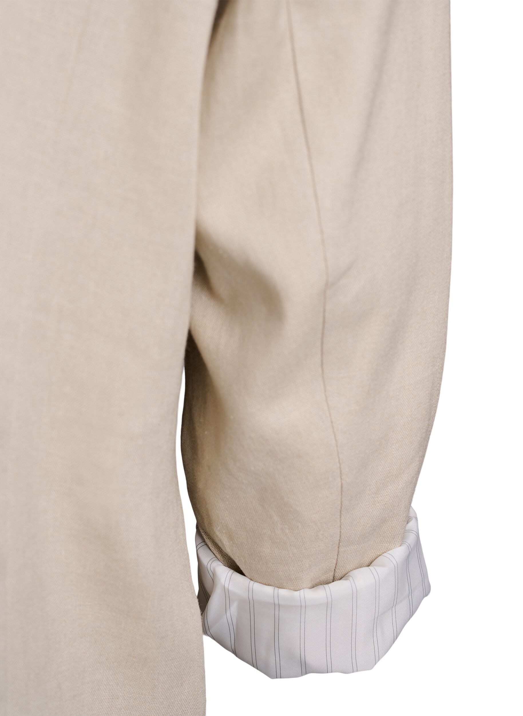 Zizzifashion Blazer in linen and viscose with lapels and pockets, Beige, Packshot image number 3