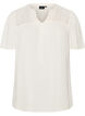 Blouse in viscose with broderie anglaise, Beige, Packshot image number 0