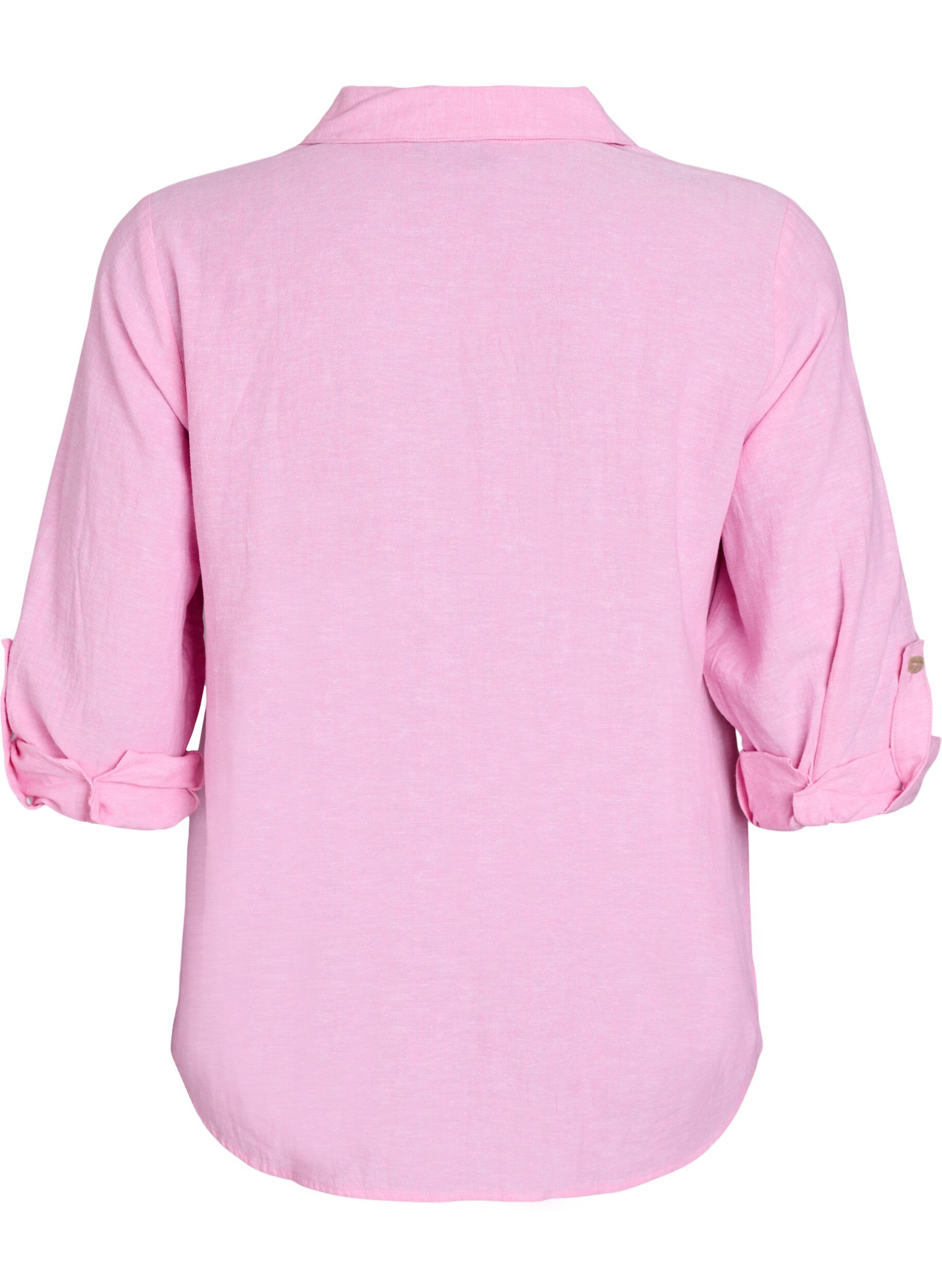 Zizzifashion Shirt in linen and viscose with 3/4 sleeves, Pink, Packshot image number 1