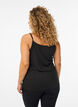 Ribbed jersey top with lace trim, Black, Model image number 2