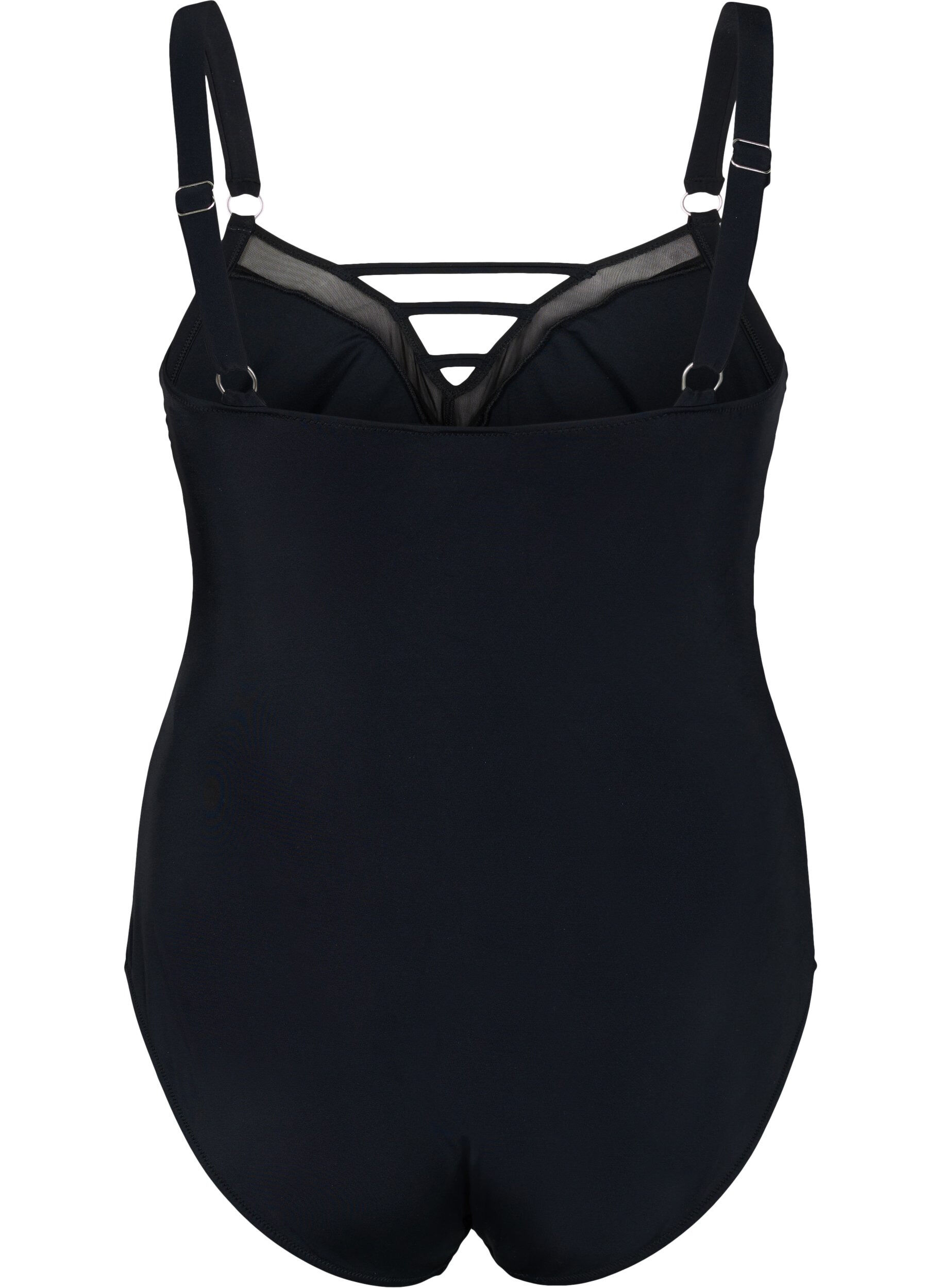Zizzifashion Swimsuit with V-neck and mesh, Black, Packshot image number 1