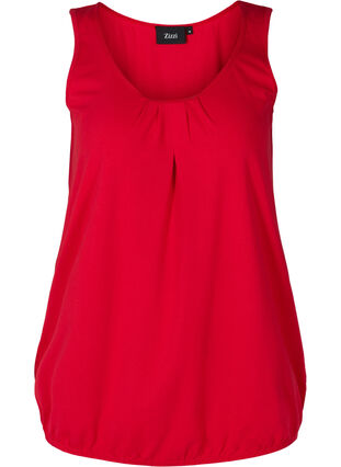 Cotton top with a round neck and lace trim, Lipstick Red, Packshot image number 0