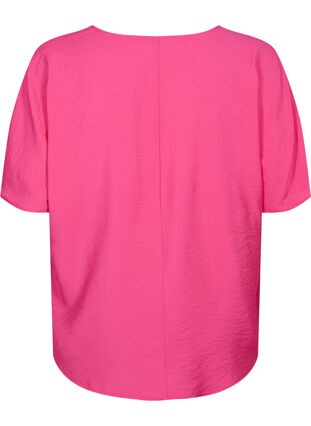 Short-sleeved viscose blouse with v-neck, Beetroot Purple, Packshot image number 1