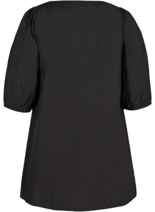 Cotton tunic with 2/4-length sleeves, Black, Packshot image number 1