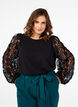 Blouse with 3D flowers, Black, Model image number 0