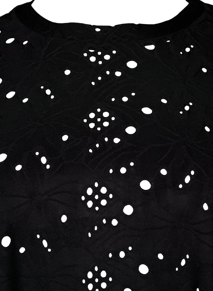 Long-sleeved blouse with hole pattern, Black, Packshot image number 2