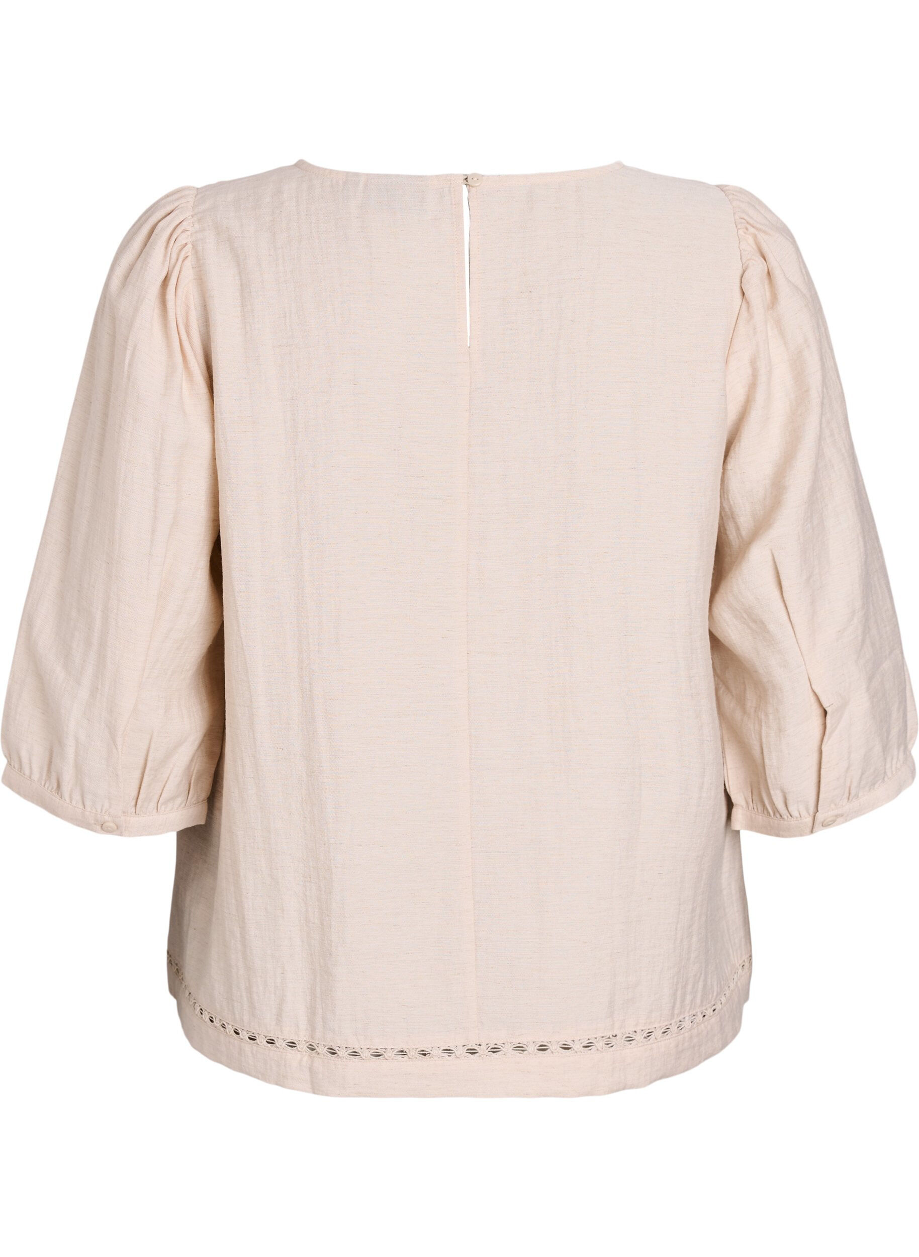 Zizzifashion Viscose blend blouse with linen and gathered shoulders, Coral, Packshot image number 1