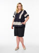Short-sleeved blouse with ruffles and graphic pattern, Black, Model image number 1