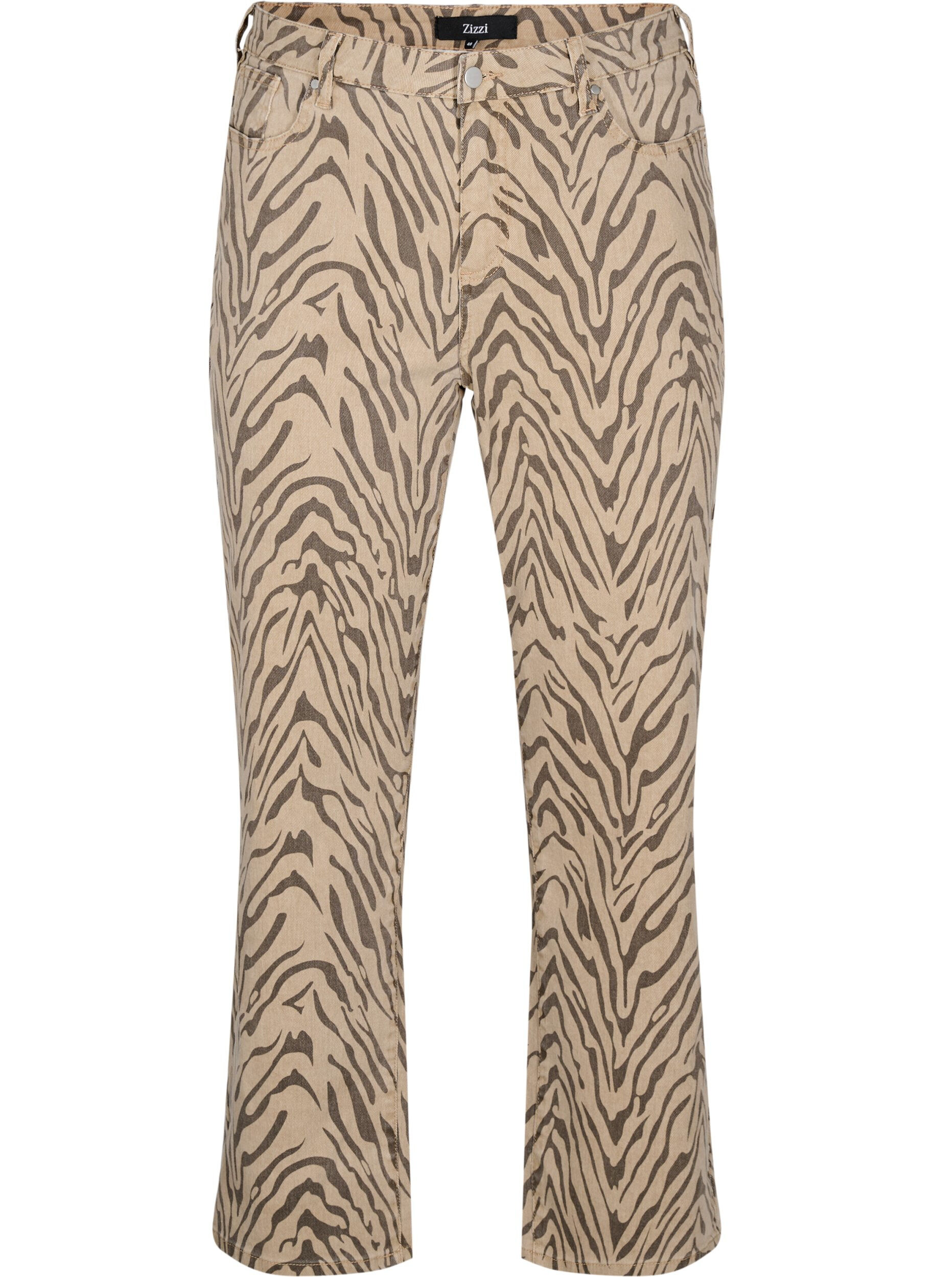 Zizzifashion Regular fit jeans with zebra print, Brown, Packshot image number 0