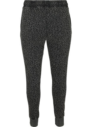 Leopard print cotton sweatpants, Grey Leo Acid Wash, Packshot image number 1