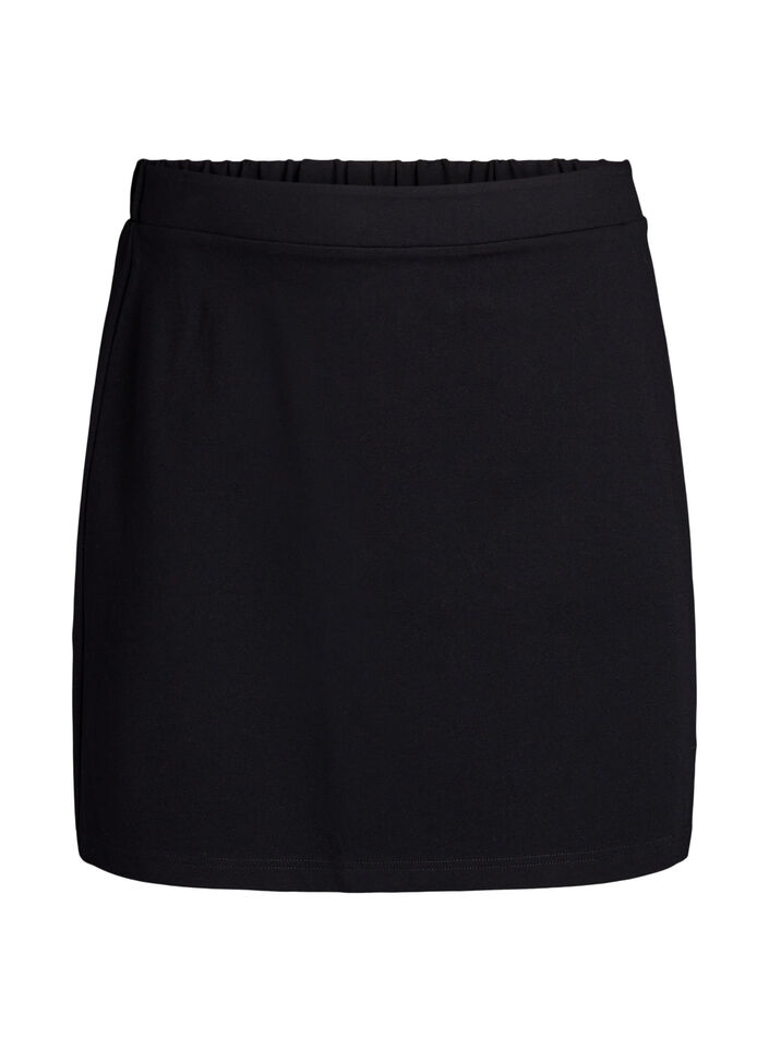 Short jersey skirt with slit, Black, Packshot image number 0