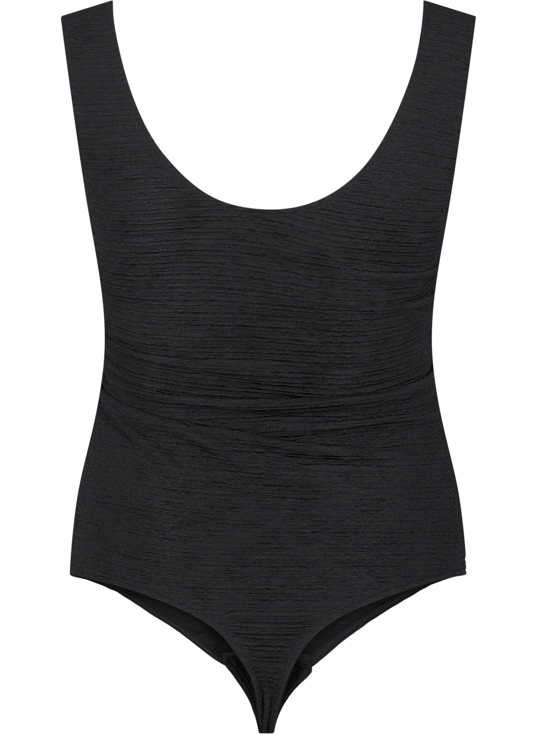 Zizzifashion Sleeveless bodysuit with texture, Black, Packshot image number 1