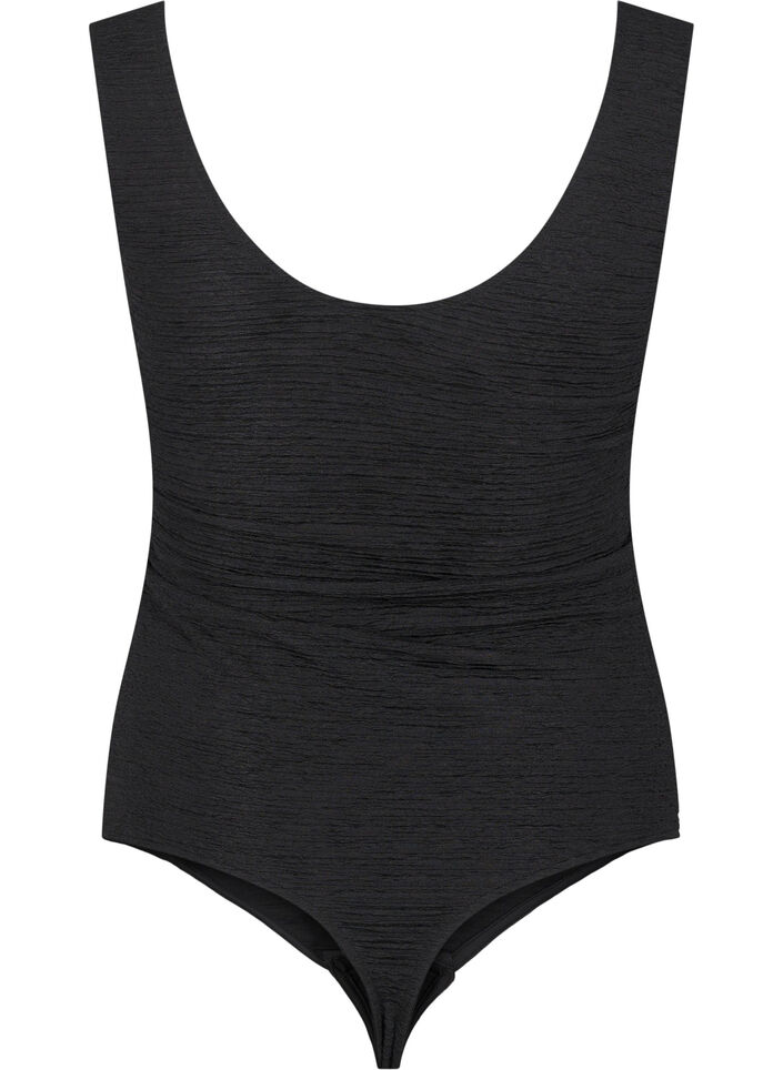 Sleeveless bodysuit with texture, Black, Packshot image number 1