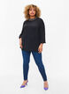 Long-sleeved viscose blouse with pearls, Black, Model image number 3
