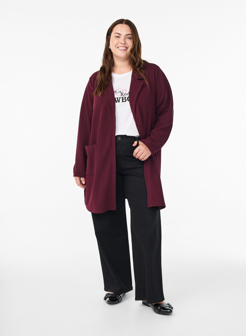 FLASH - Long blazer with pockets, Red, Model image number 1