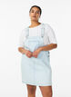 Short denim dungaree dress in striped cotton, Light Blue, Model image number 0