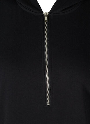 Long sweater dress with a hood and pocket, Black, Packshot image number 2