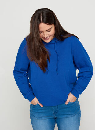 Sweatshirt with a hood and ribbed cuffs, Deep Blue , Model image number 0