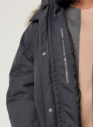 Waterproof winter jacket with a hood, Black, Model image number 2