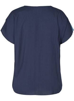Short-sleeved viscose blouse with print, Black Iris, Packshot image number 1