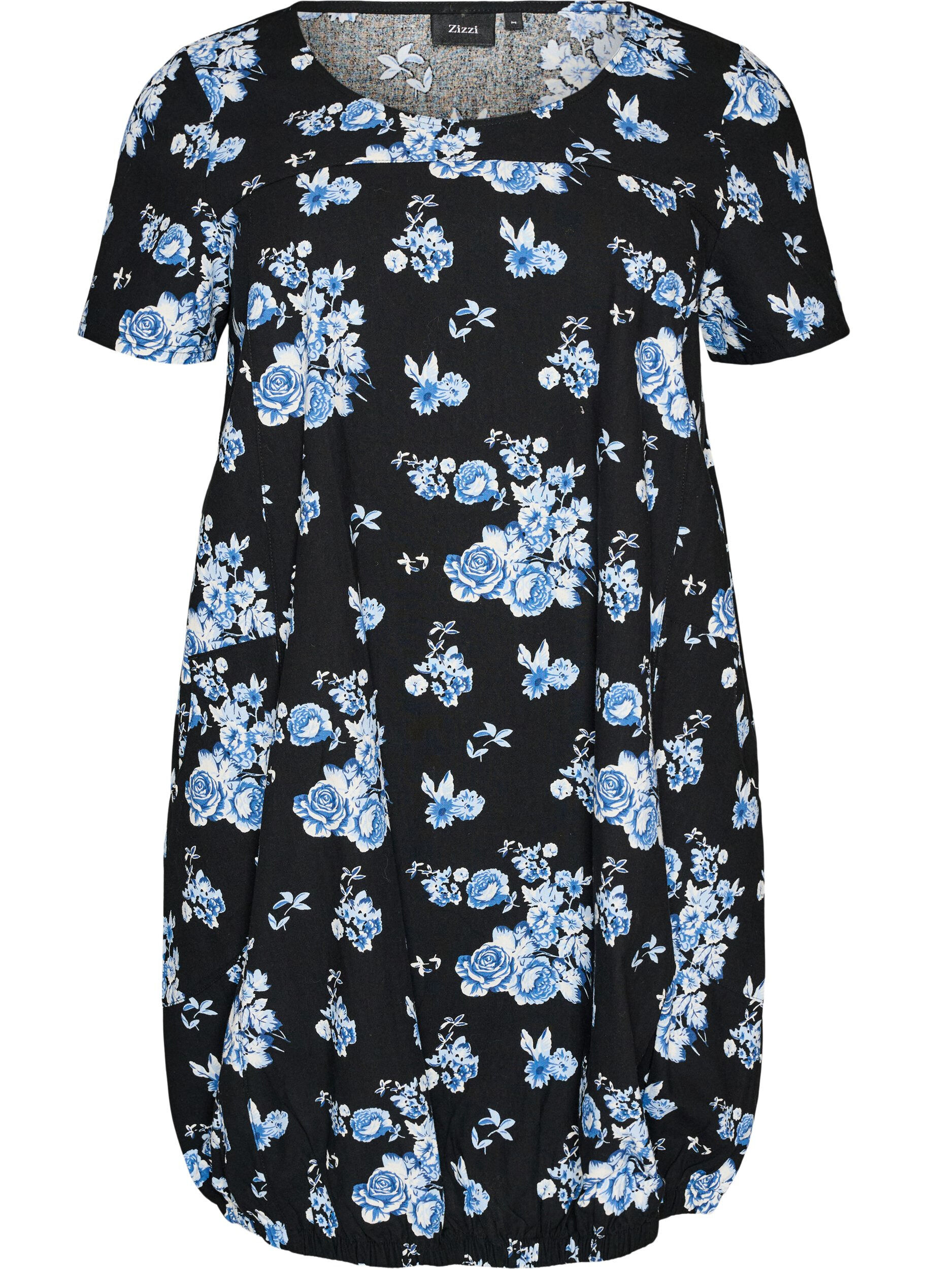 Short-sleeved cotton dress with print