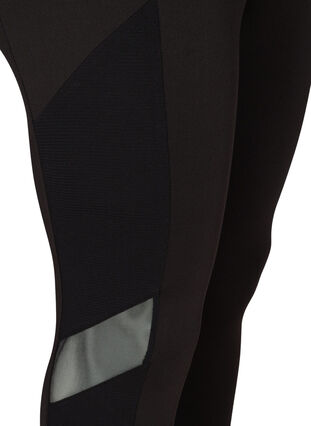 Cropped sports tights with mesh, Black, Packshot image number 3