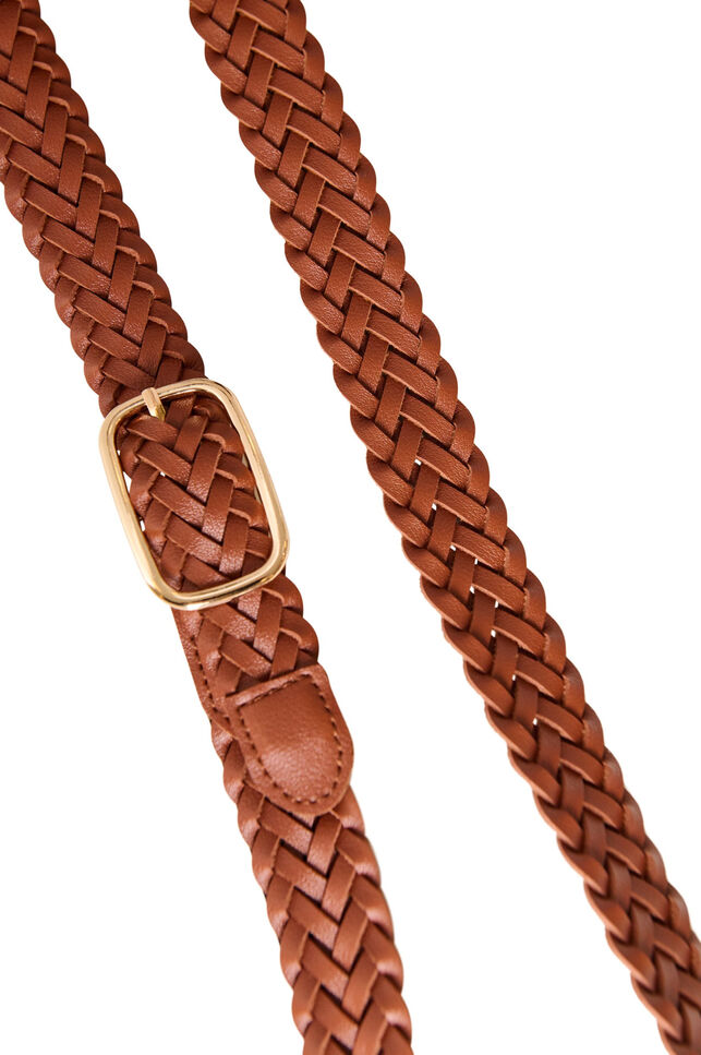Braided belt in faux leather, Brown, Packshot image number 1